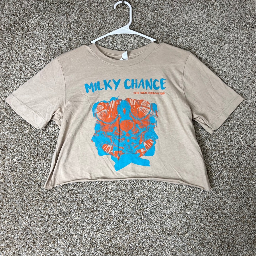 Milky Chance 2018 North American Tour Cropped Graphic T-Shirt Tan Small